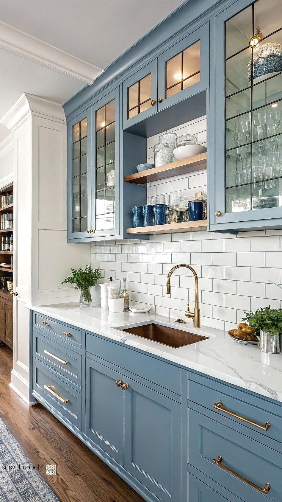 Cornflower Blue Open Shelving