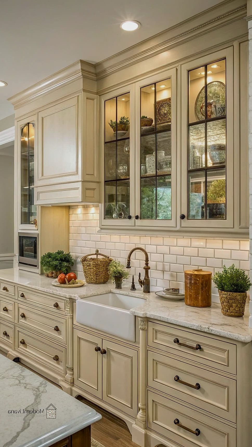 Cream and Beige Raised Panel Kitchens
