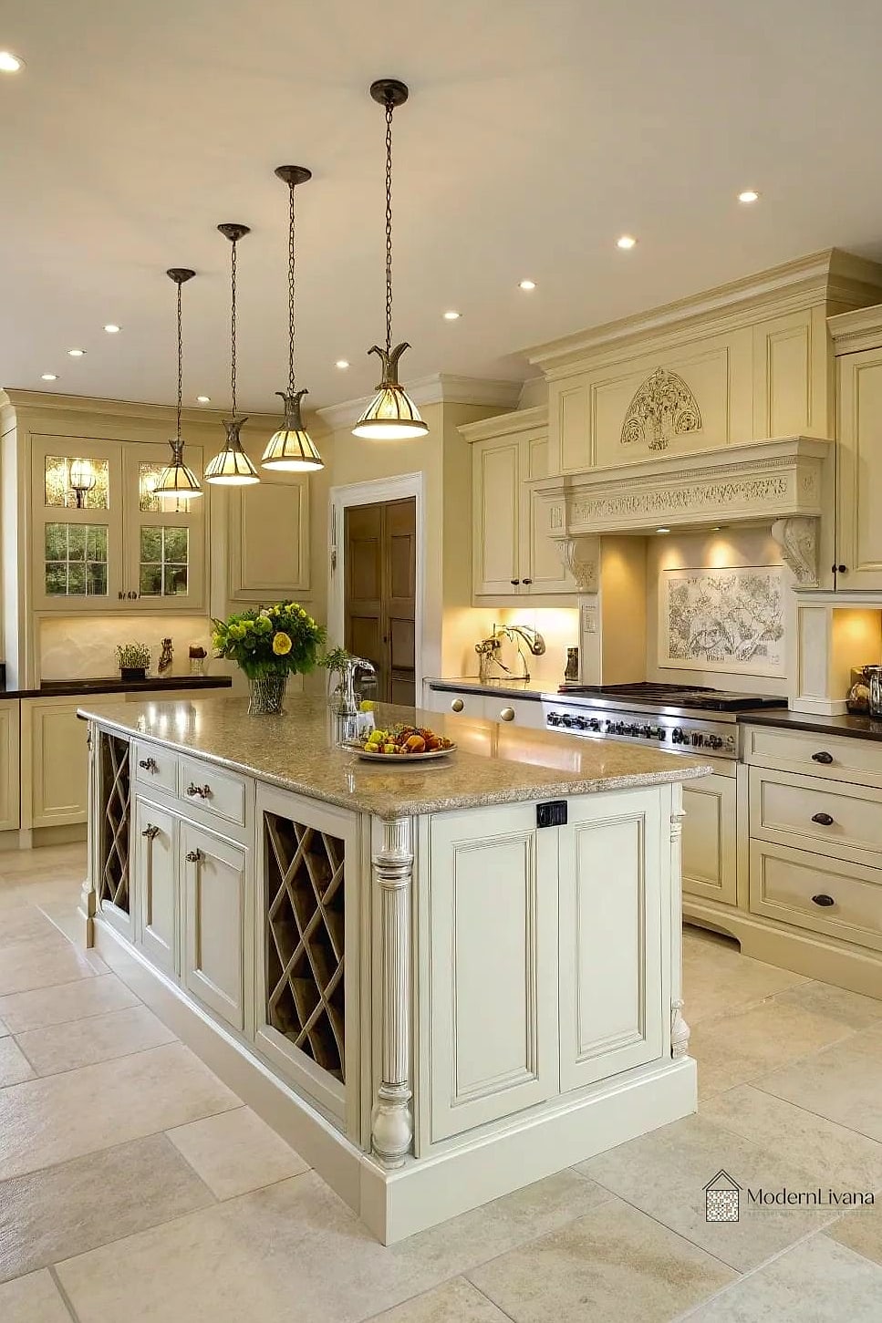 Cream Kitchen Island as a Focal Point