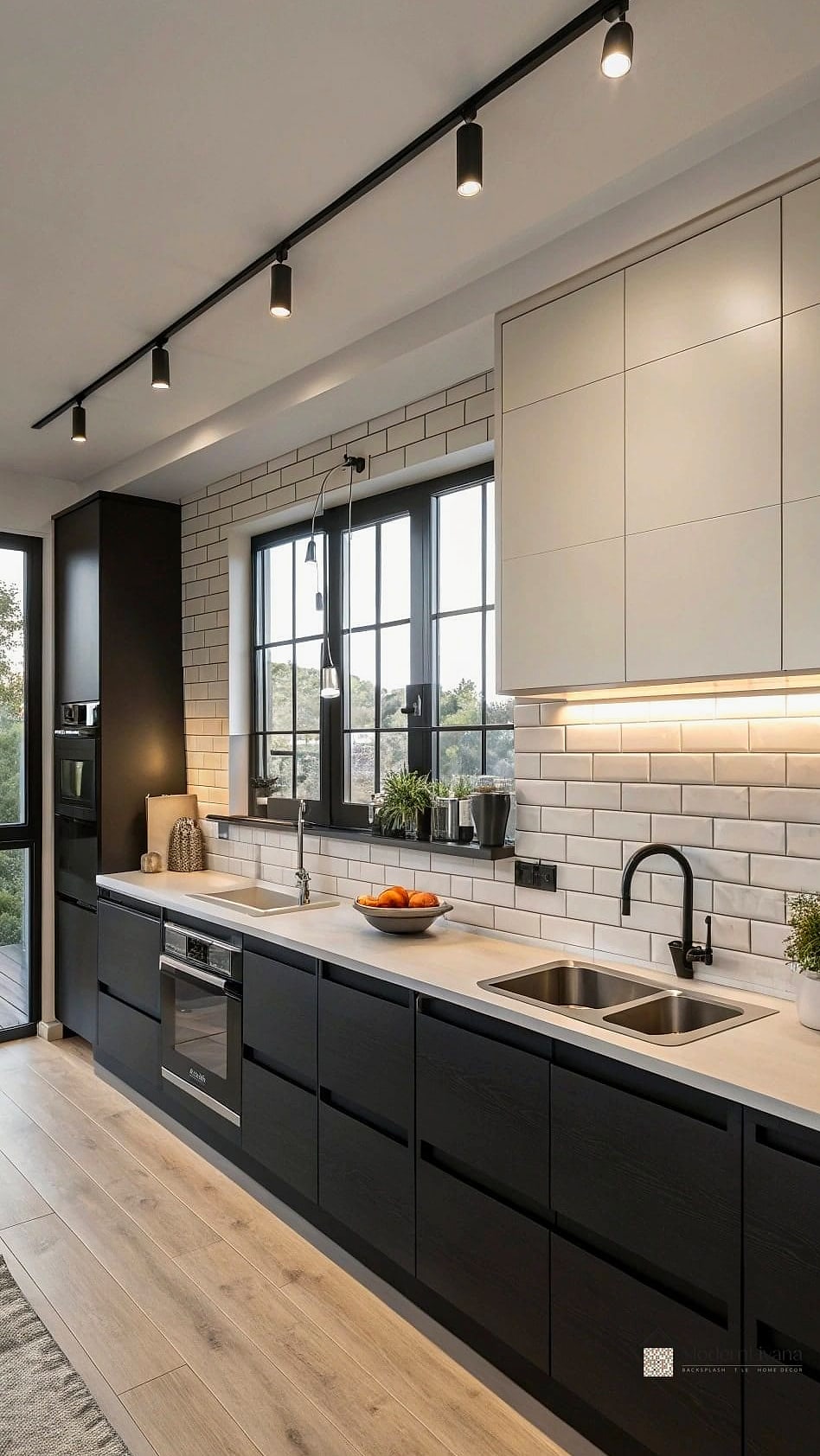 Cream Kitchen with Matte Black Windows