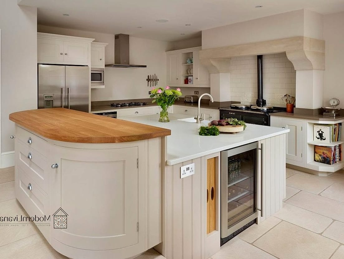 Cream Kitchen with Curved Cabinetry