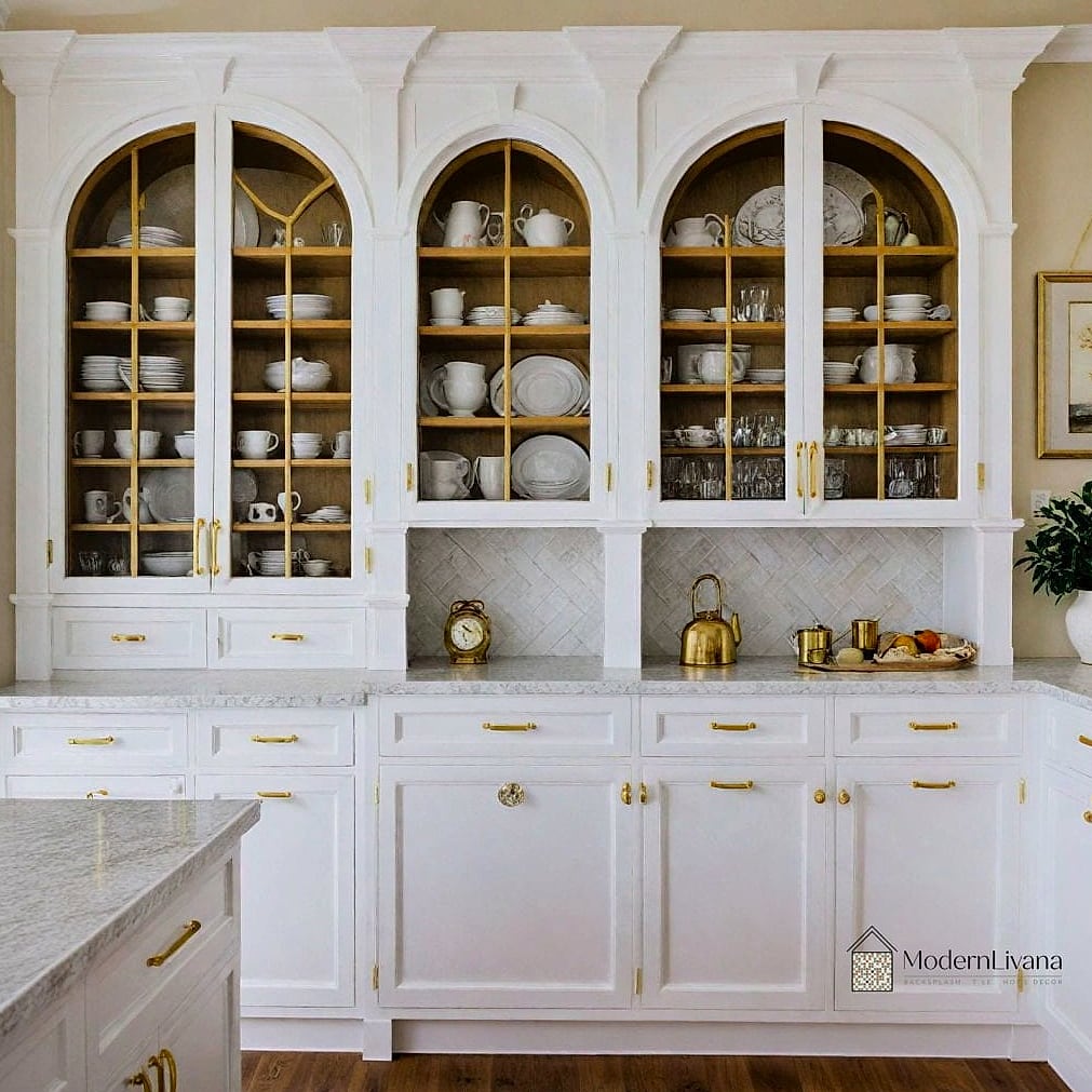 26 White Cabinets Ideas That Look Expensive But Aren't 24 Curved or Arched Cabinet Details