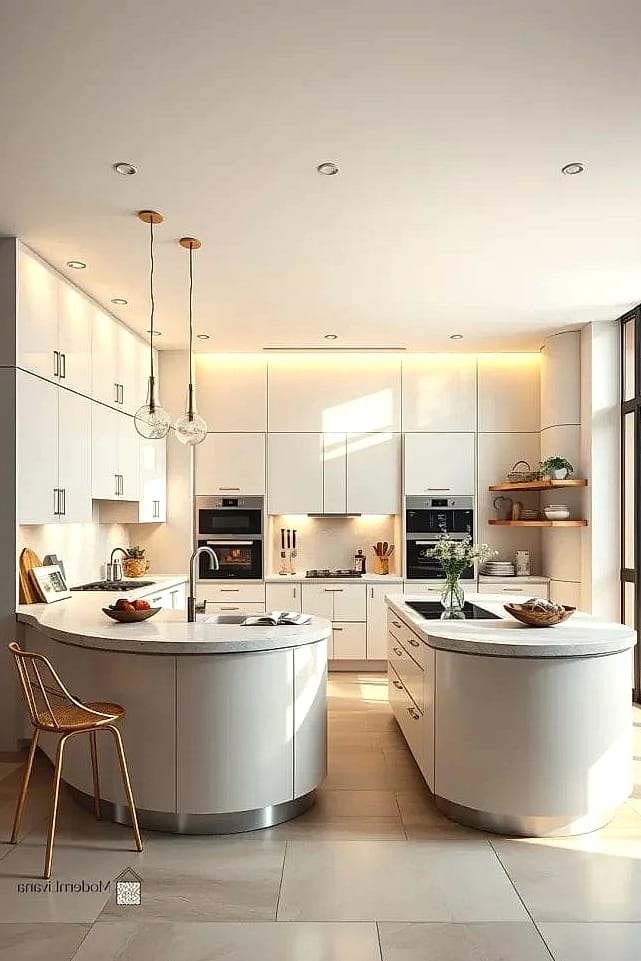 Curved Cabinetry to Soften Hard Lines