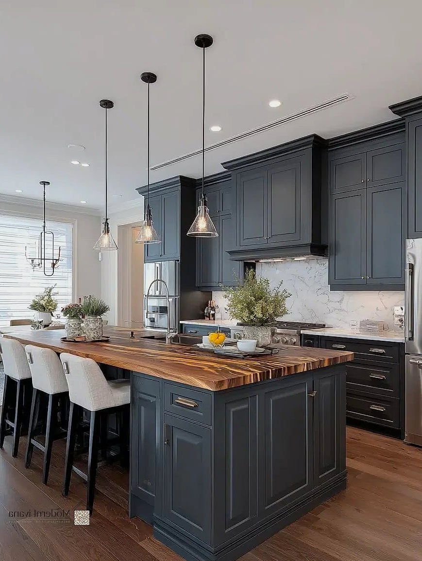 Dark Gray Kitchen Island as a Statement Piece