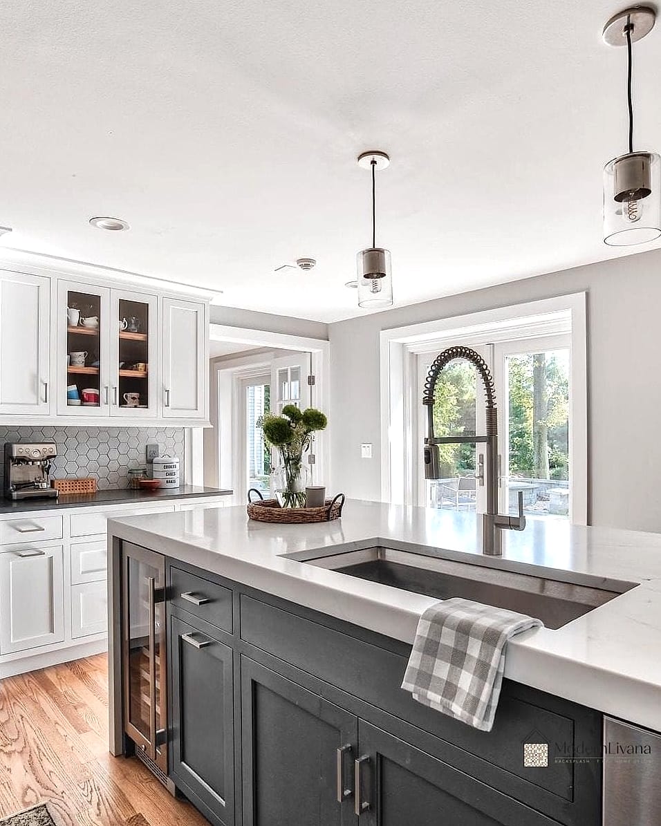 Dark Gray Cabinets with a Farmhouse Sink