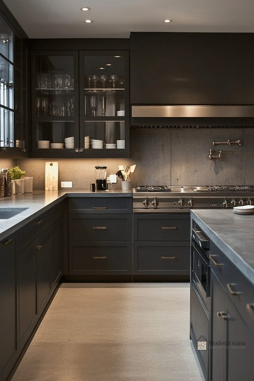 Dark Gray Cabinets with a Pop of Color