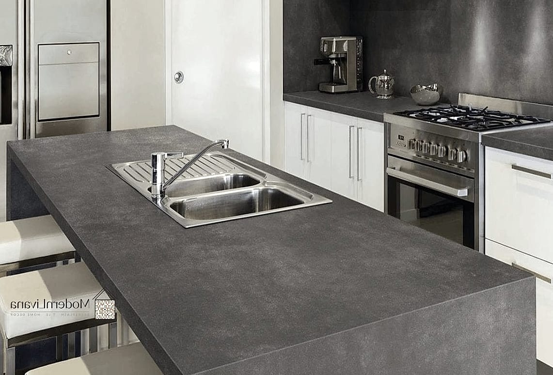 Dark Gray Kitchen with Concrete Countertops