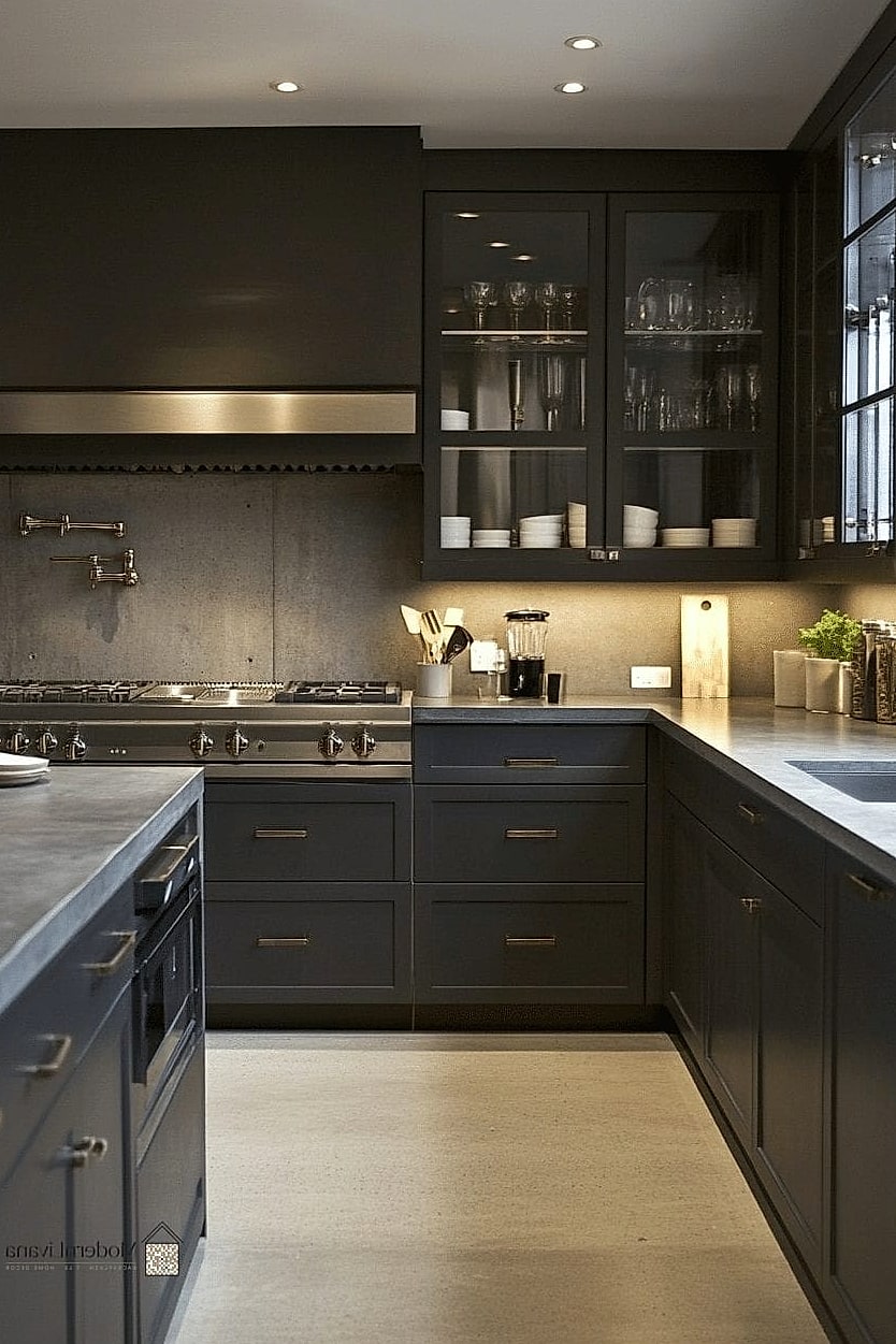 Dark Gray Cabinets with a Built-In Coffee Station