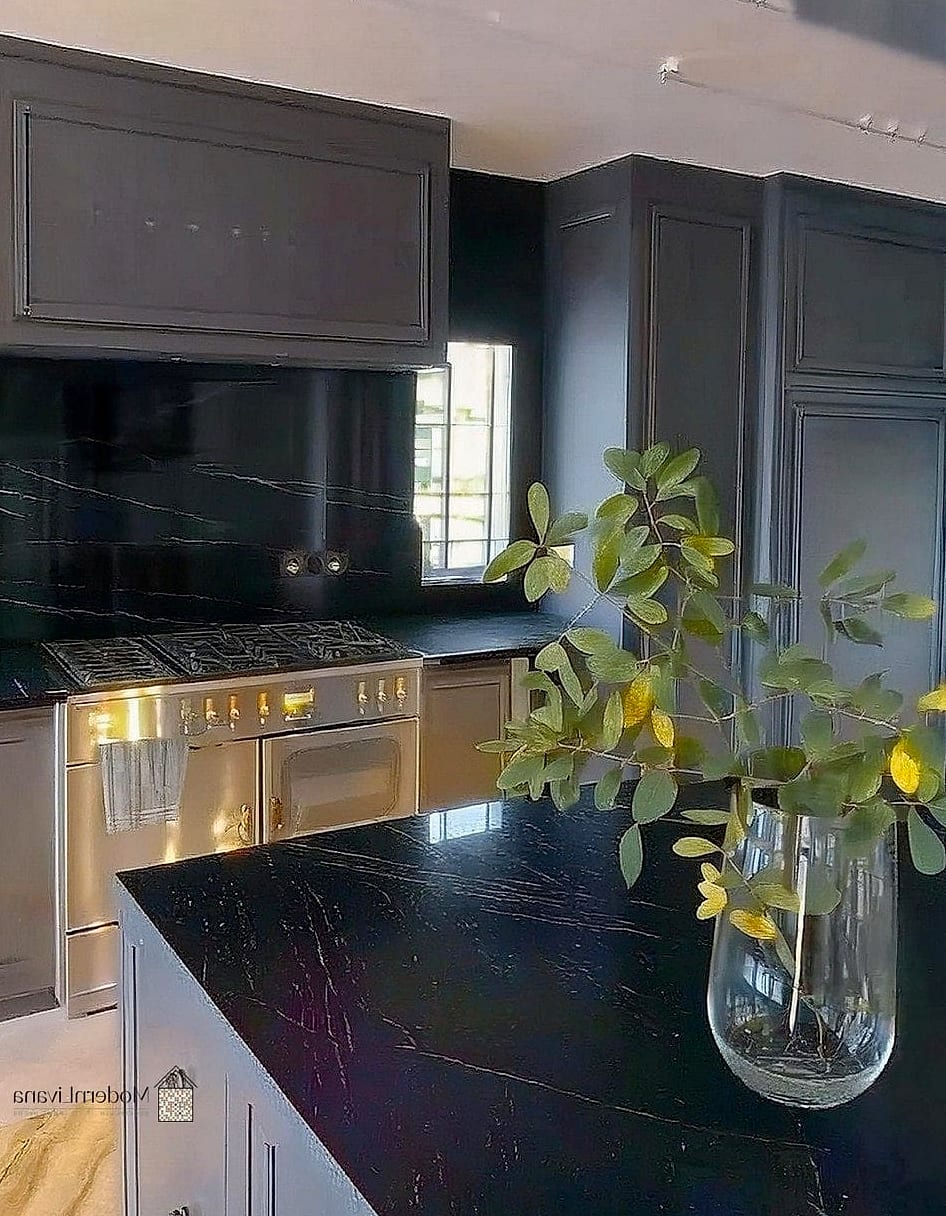 Dark Soapstone-Look Backsplash