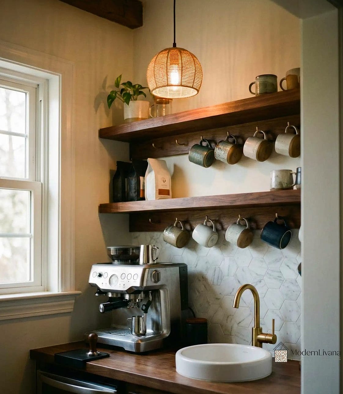 27 Minimalist Kitchen Ideas You Haven't Seen Before 15 A Dedicated Coffee Station Tucked into a Cabinet