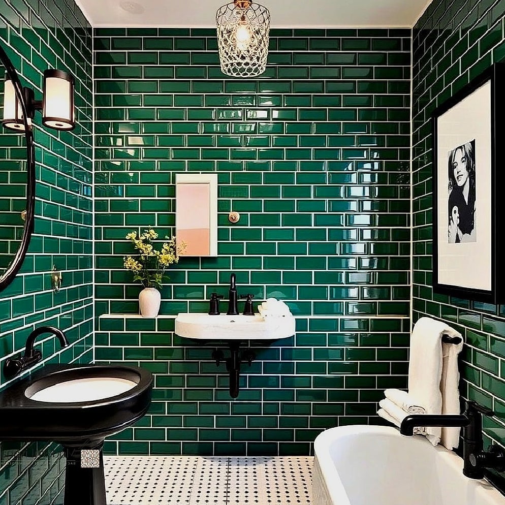 29 Green Tile Ideas That Look Expensive But Aren't 7 Deep Green Subway Tile Stacked Vertically