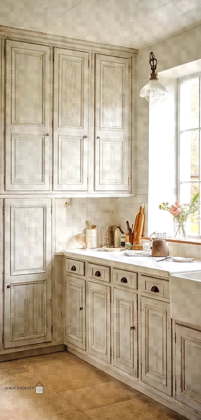 26 White Cabinets Ideas for Every Home Style and Budget 15 Distressed or Antiqued White Cabinets