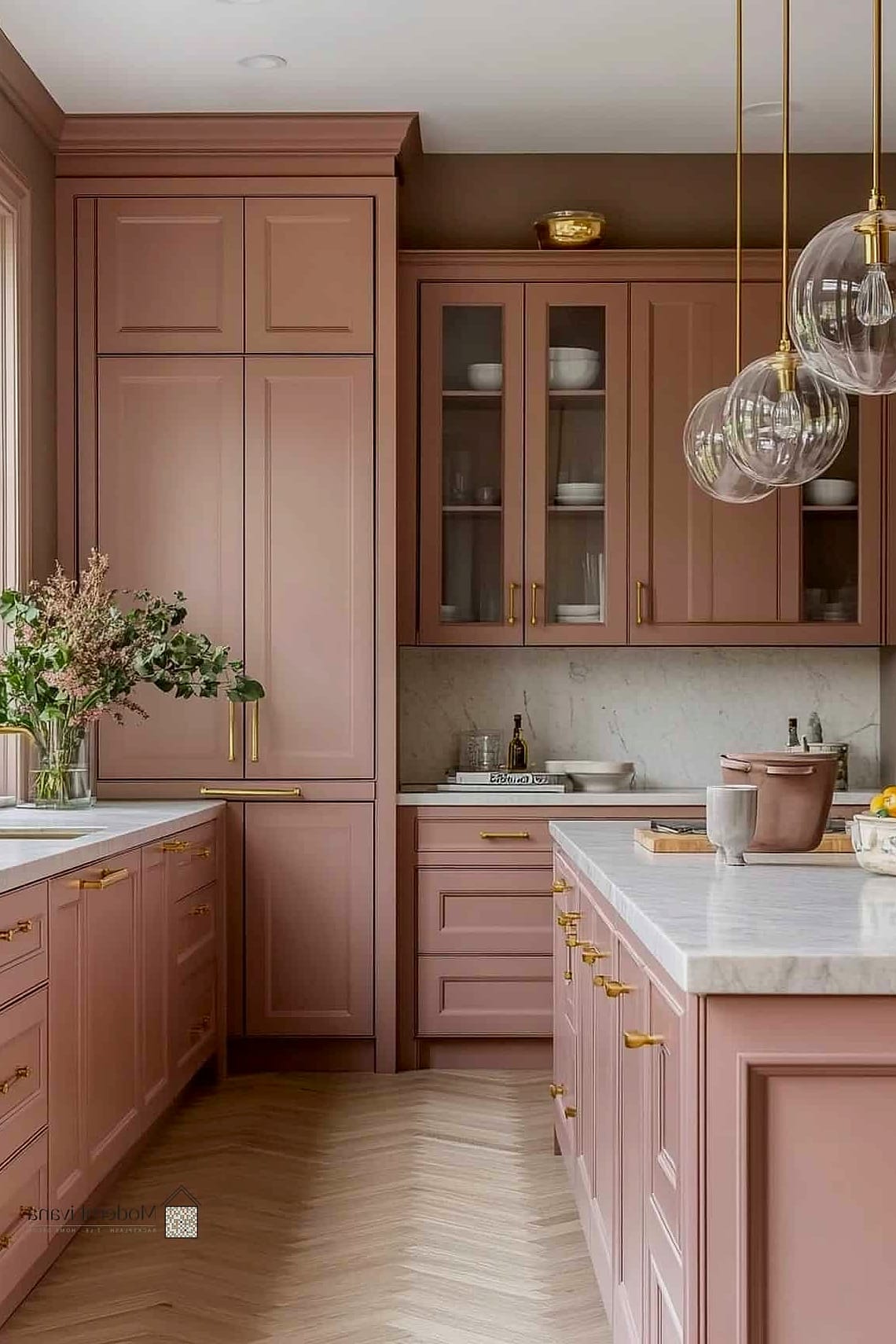 24 Pink Kitchen Ideas to Inspire Your Next Renovation 18 Dusty Pink Pantry Door