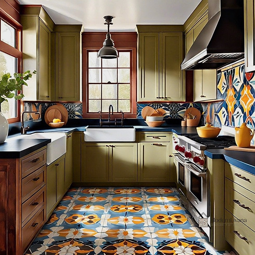 Encaustic-Style Cement Tile Floor
