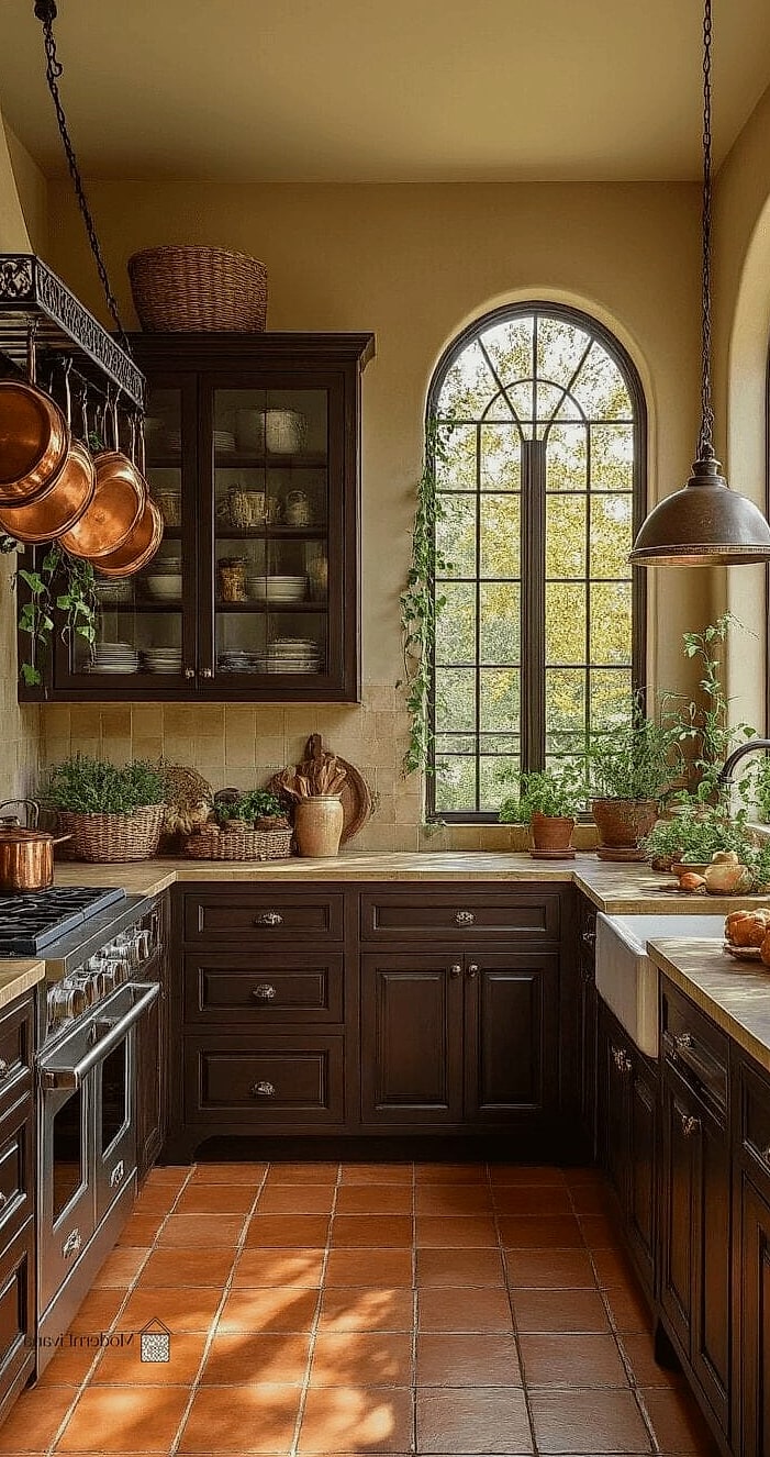 26 Espresso Kitchen Ideas You Haven't Seen Before 11 Espresso Cabinets Paired with Terracotta Tile