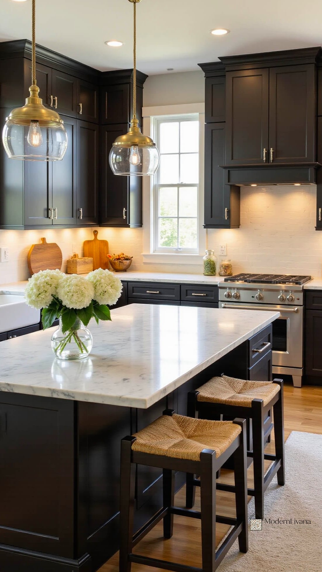 26 Espresso Kitchen Ideas You Haven't Seen Before 12 Espresso Cabinets with a Black Steel Range Hood