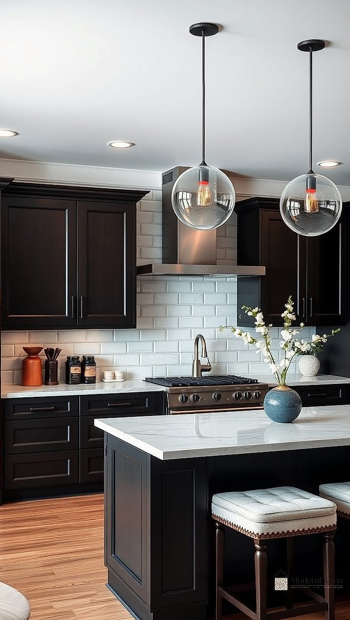 26 Espresso Kitchen Ideas You Haven't Seen Before 3 Espresso Island with a Contrasting Countertop
