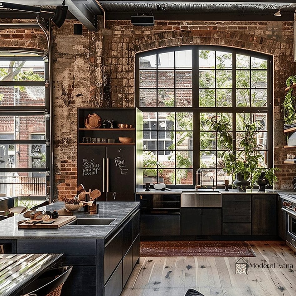 26 Industrial Style Kitchen Ideas From Homes We Absolutely Love 2 Exposed Brick Accent Wall