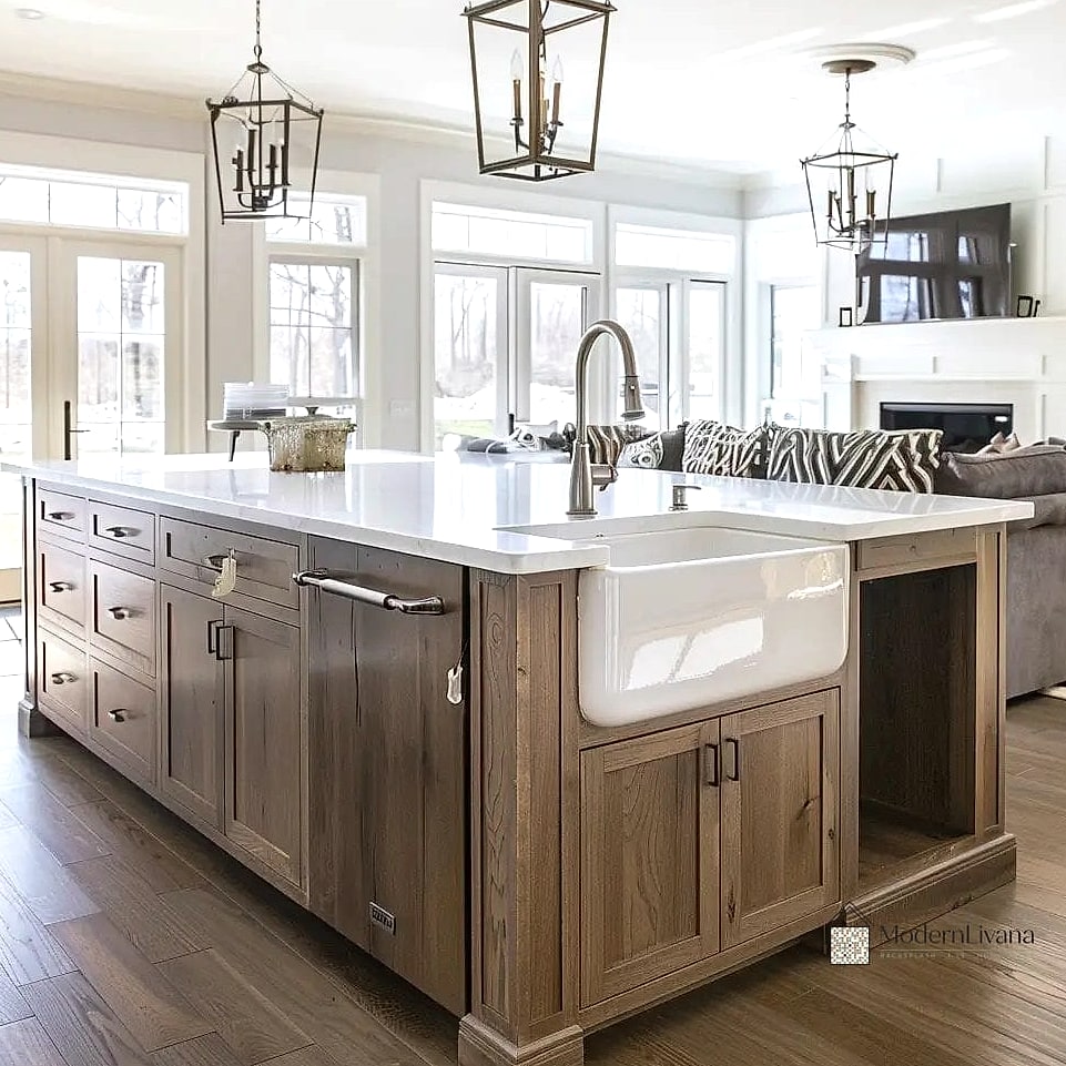 27 Kitchen Island Ideas That Designers Keep Coming Back To 11 Farmhouse Sink in the Island