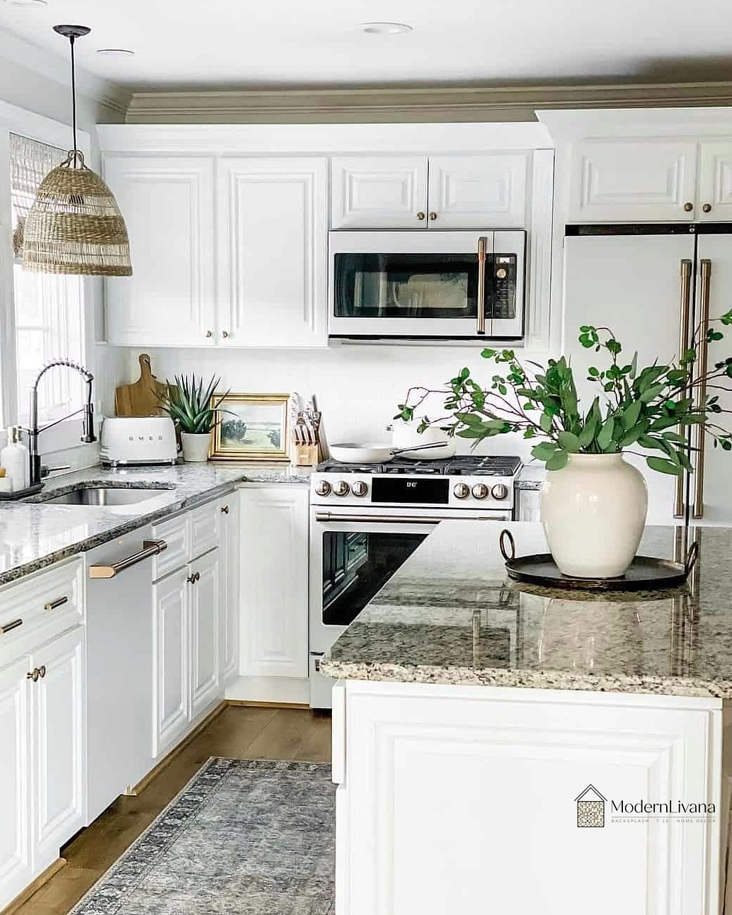 Farmhouse-Style White Cabinets