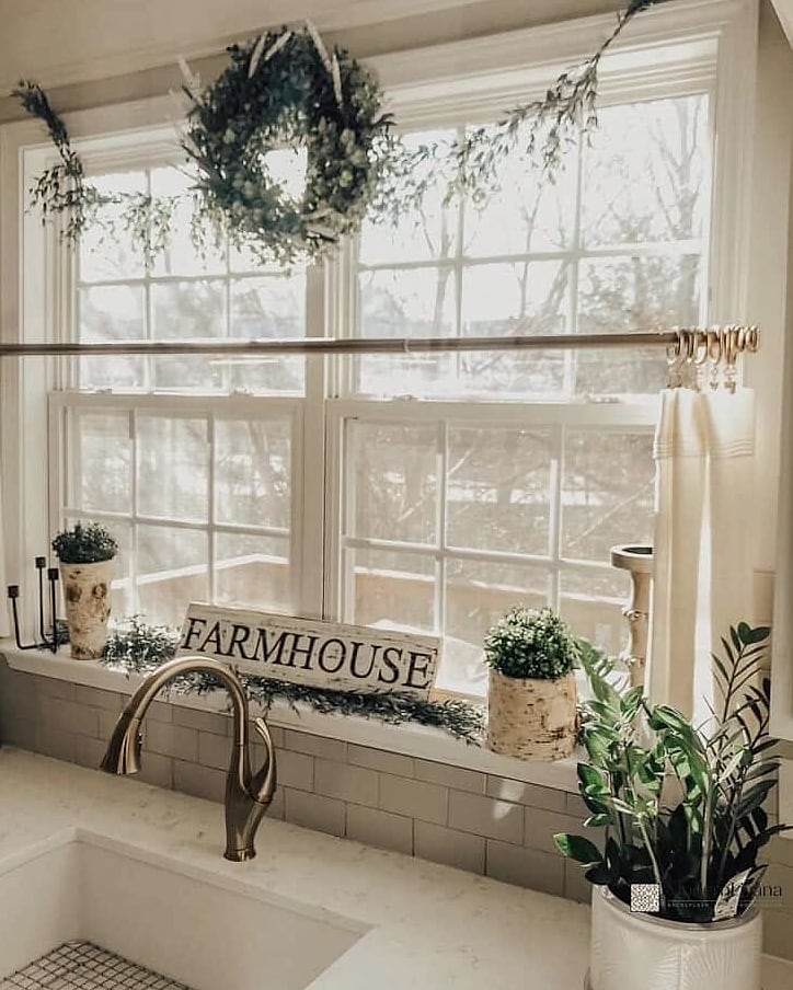 28 White Farmhouse Kitchen Ideas That Look Expensive But Aren't 27 Farmhouse-Style Window Above the Sink
