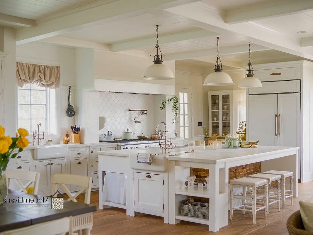 28 White Farmhouse Kitchen Ideas That Look Expensive But Aren't 20 Farmhouse Table as a Kitchen Island Alternative