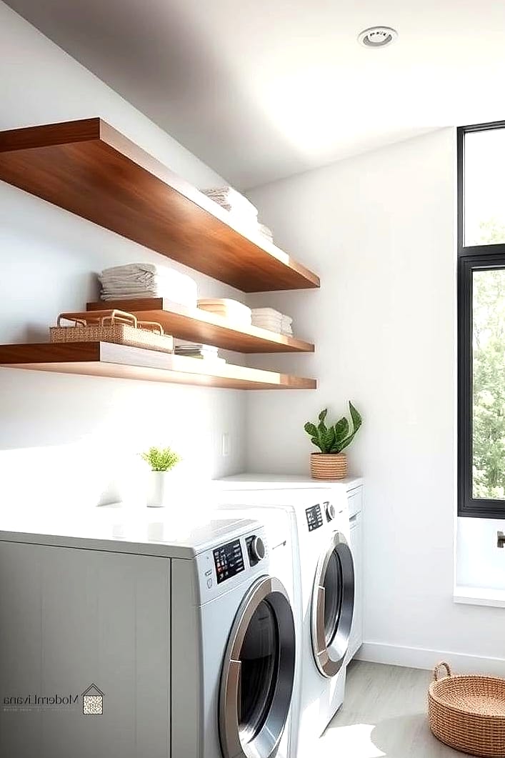 Floating Shelves Above the Machines