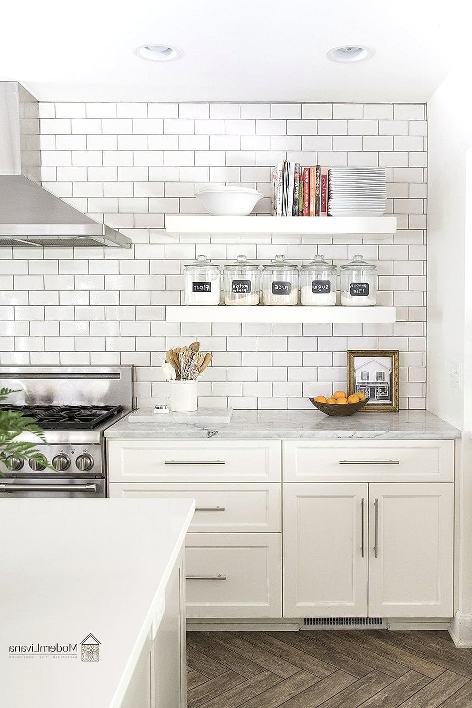 Floating Shelves with Baskets and Bins