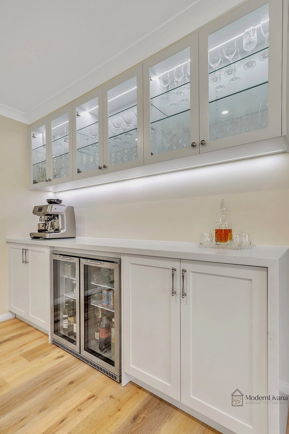 Floating White Bar Cabinet