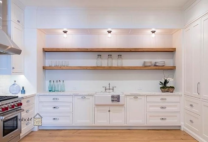 22 Open Shelving Kitchen Ideas That Will Transform Your Space 2 Floating Wood Shelves Over the Sink