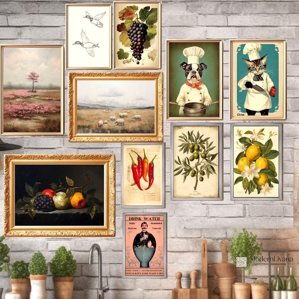 Framed Vintage Cookbook Pages