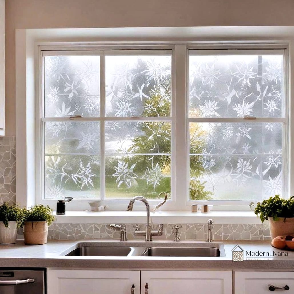21 Kitchen Window Ideas Worth Stealing From Interior Designers 6 Frosted or Textured Glass for Privacy