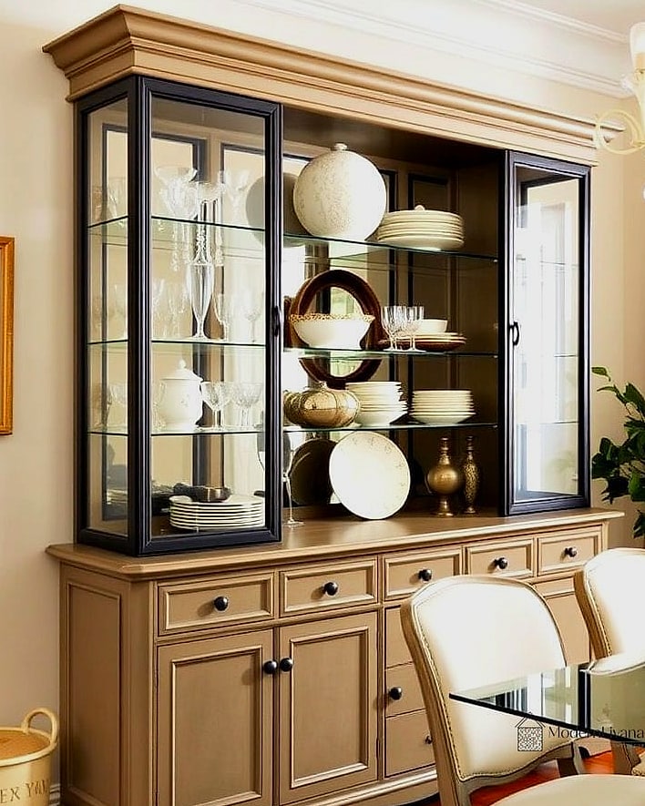 26 Glass Kitchen Ideas to Inspire Your Next Renovation 23 Glass Display Hutch or China Cabinet