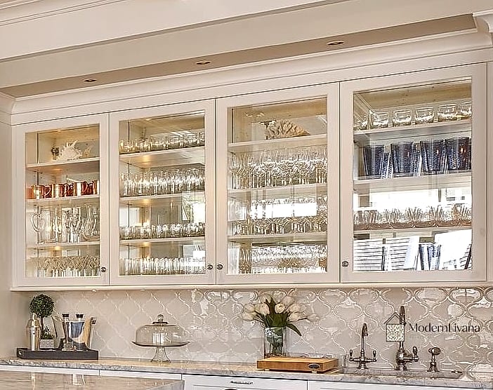 Glass-Front Upper Cabinets for Glassware