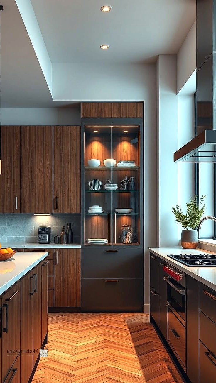 21 Modern Kitchen Ideas for Every Home Style and Budget 16 Glass-Front Upper Cabinets