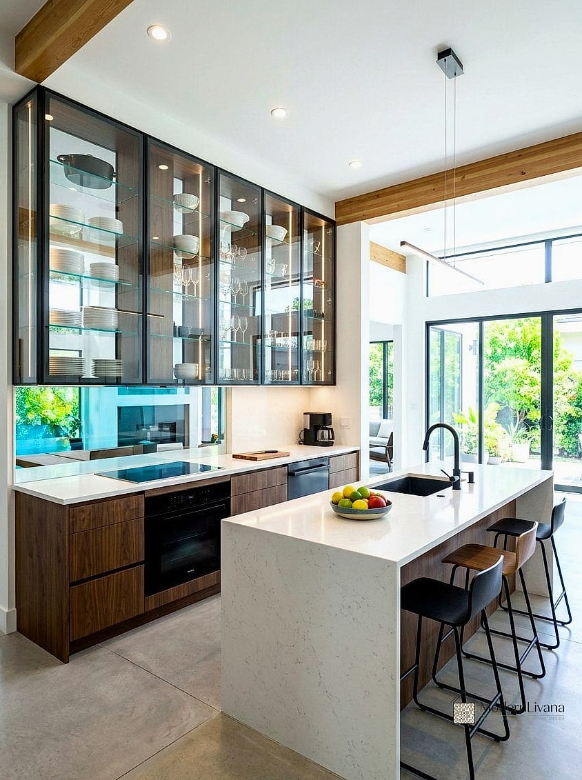 30 Small Kitchen Ideas We Can't Stop Pinning 9 Glass-Front Cabinet Doors