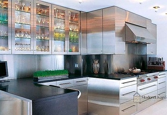 26 Kitchen with Stainless Steel Appliances Cool Ideas You Haven't Seen Before 19 Glass-Front Upper Cabinets