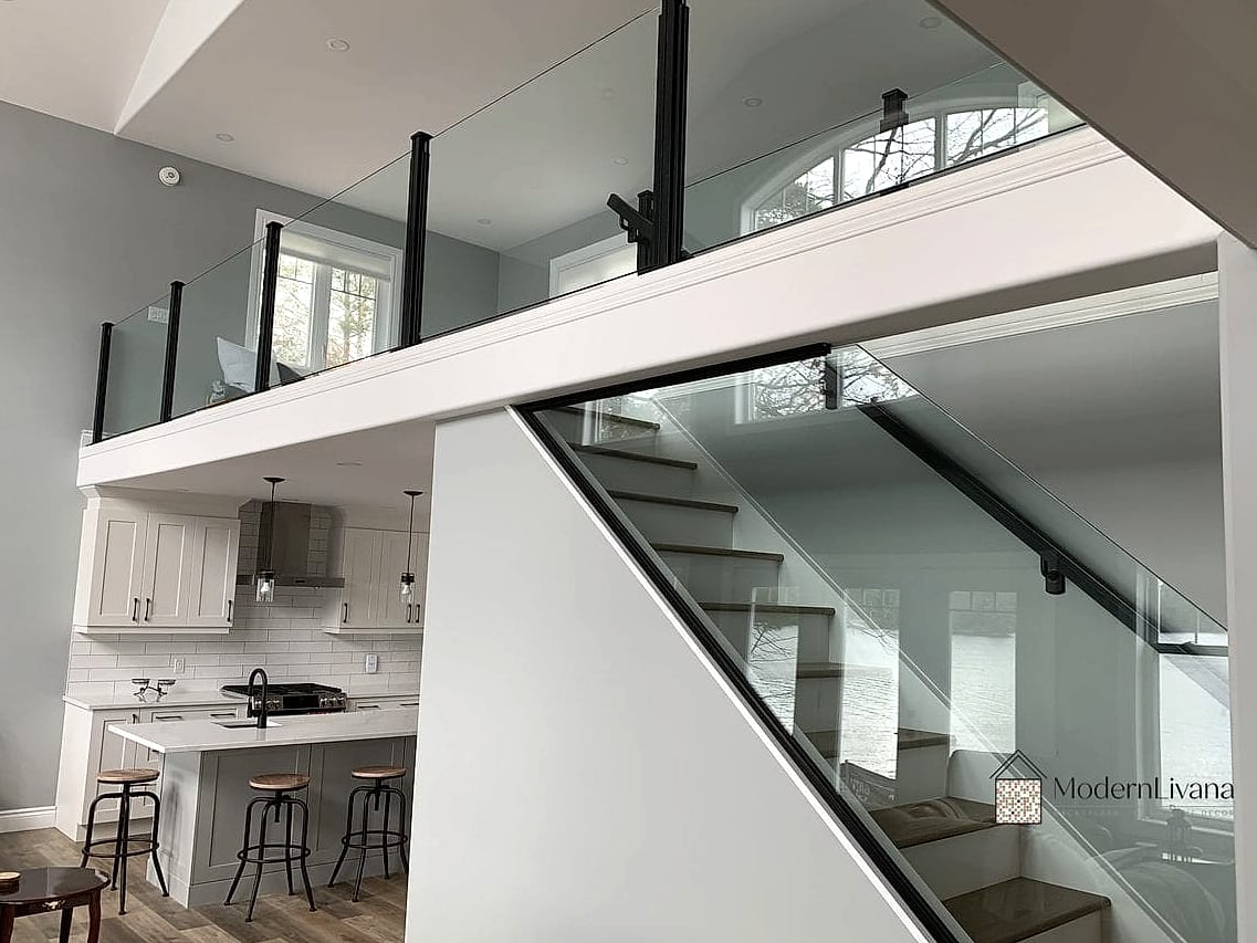 26 Glass Kitchen Ideas to Inspire Your Next Renovation 15 Glass Railing on a Kitchen Loft or Half-Wall
