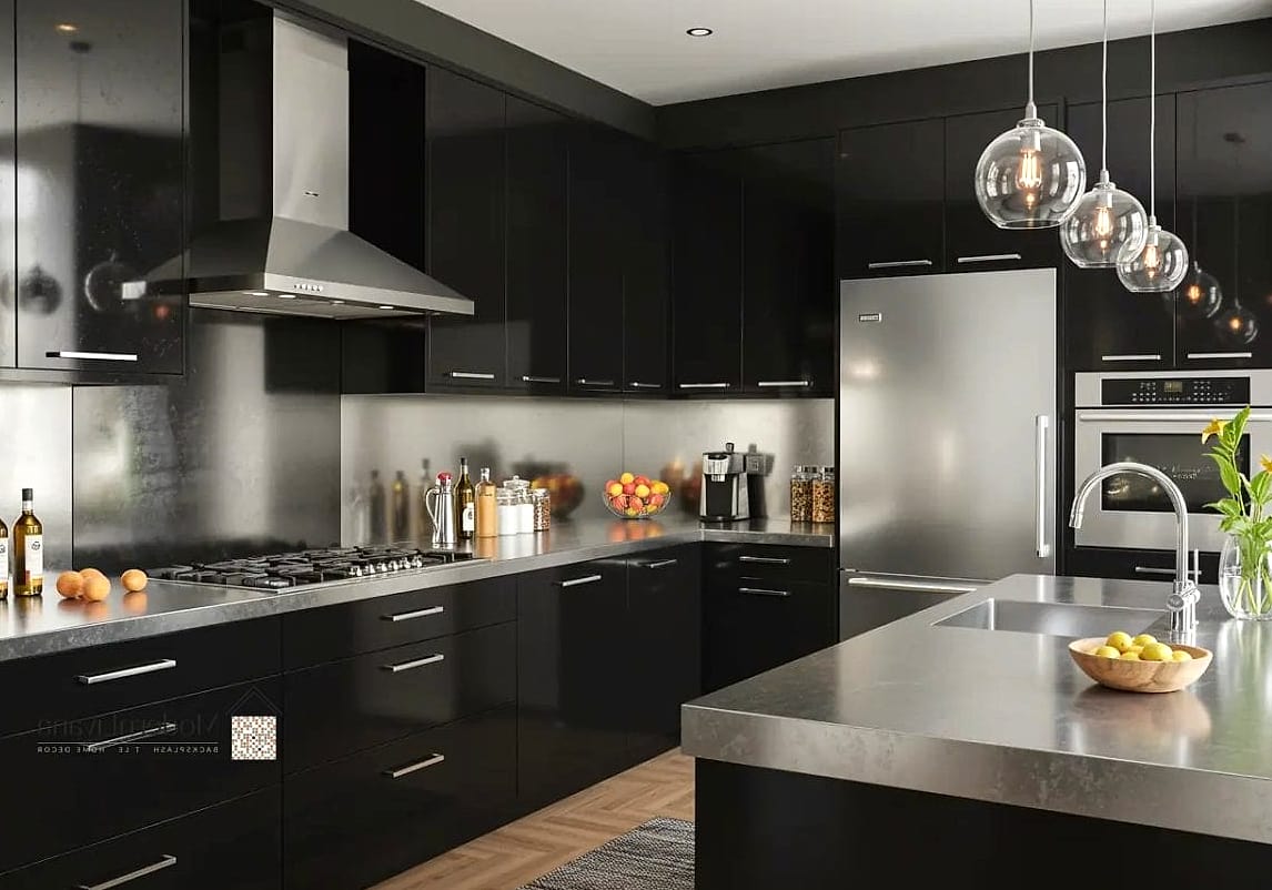 Glossy Black Lacquer Cabinets