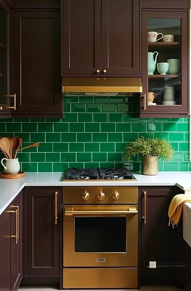 Glossy Emerald Green Subway Tile