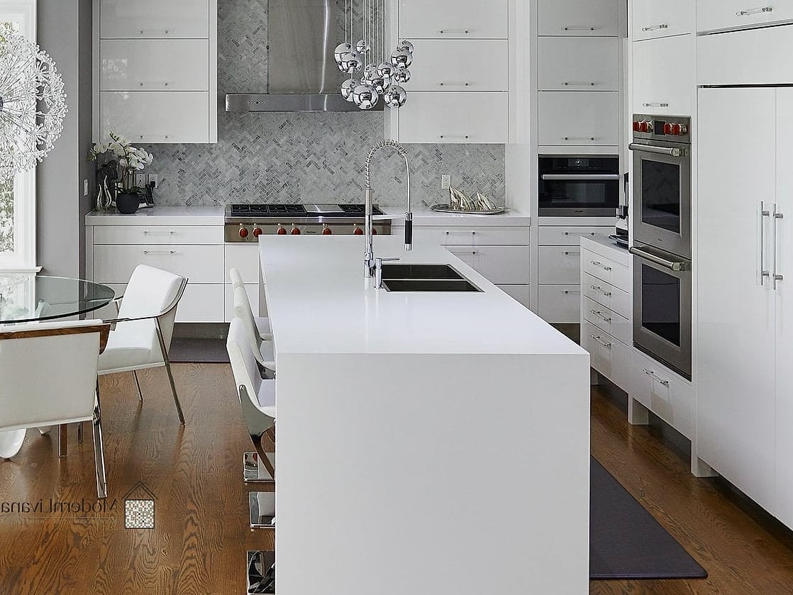 Glossy White Cabinets for a Modern Look