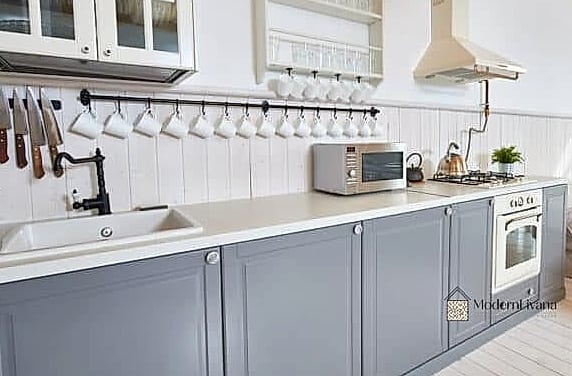 Gray Beadboard Backsplash