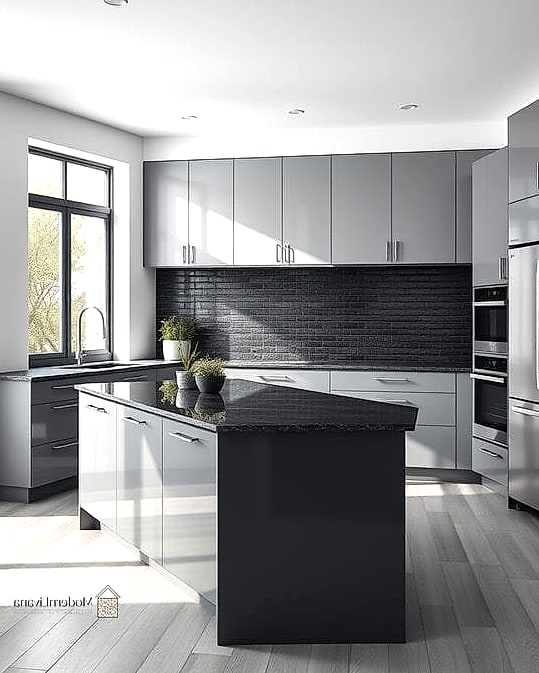 Gray and Black Contrast Kitchen