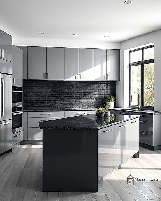 23 Modern Gray Kitchen Ideas That Are Stylish and Practical 10 Gray and Black Contrast Kitchen