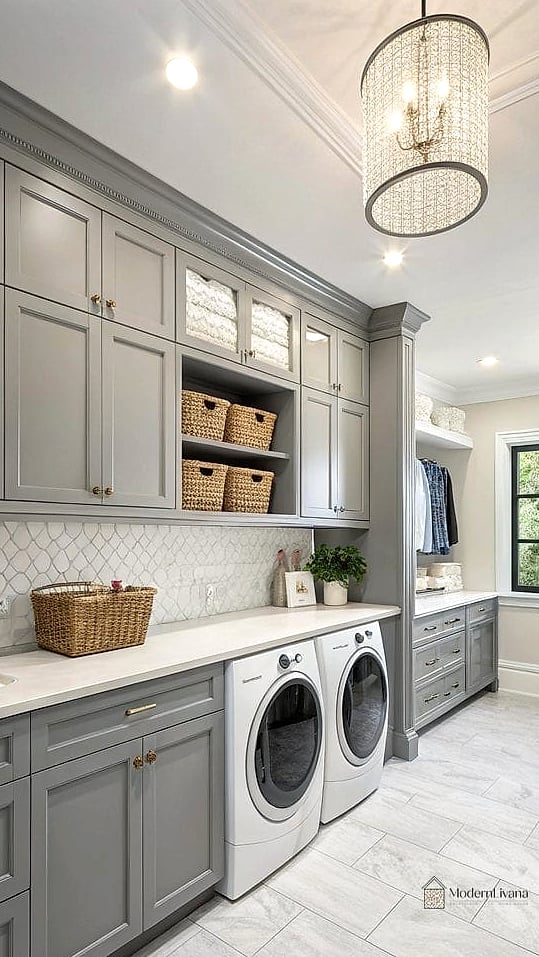 Gray Cabinets in a Laundry Room or Mudroom