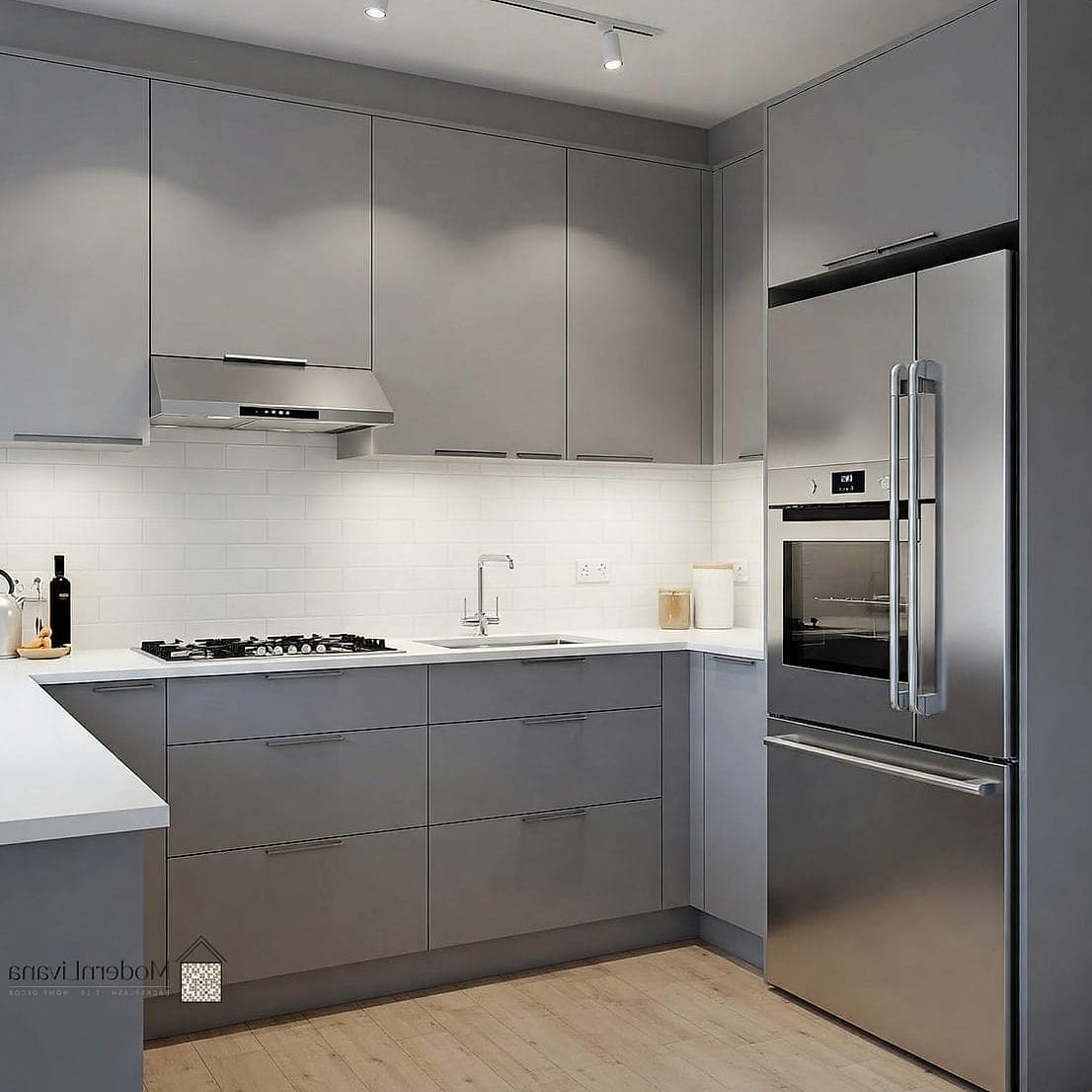 Gray Cabinets with a Bold Black Range