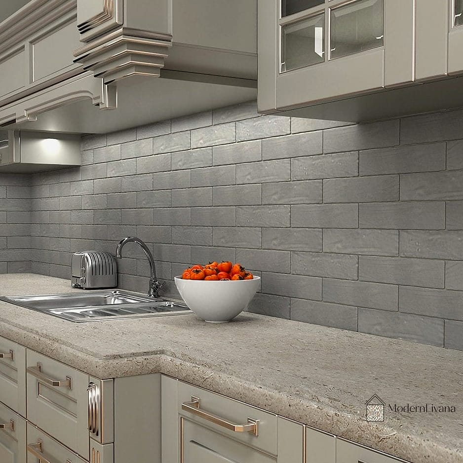 Gray Ceramic Tile Flooring with Wood-Look Planks