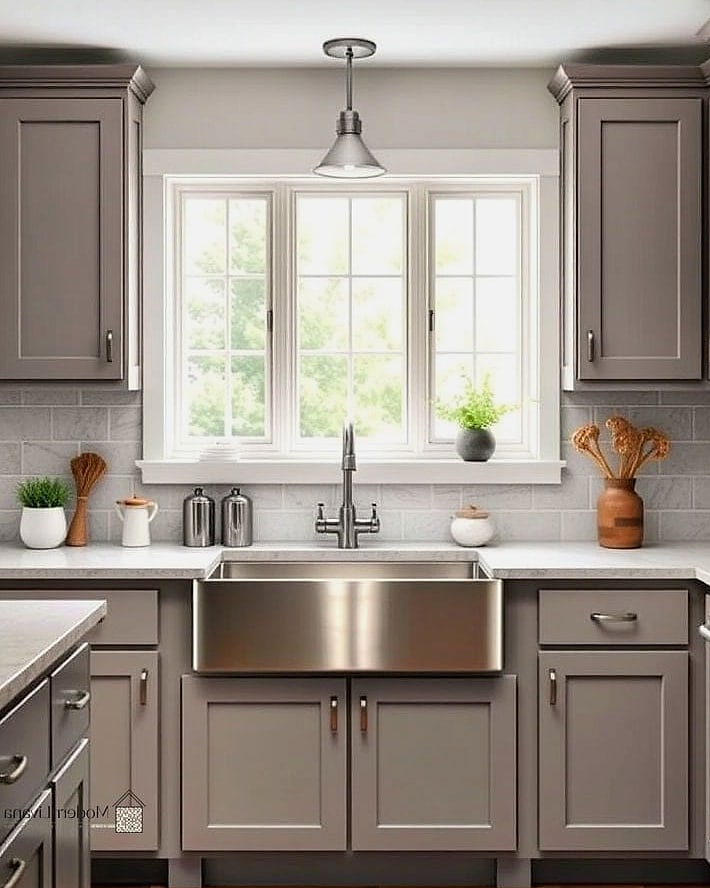 Gray Kitchen with a Farmhouse Sink