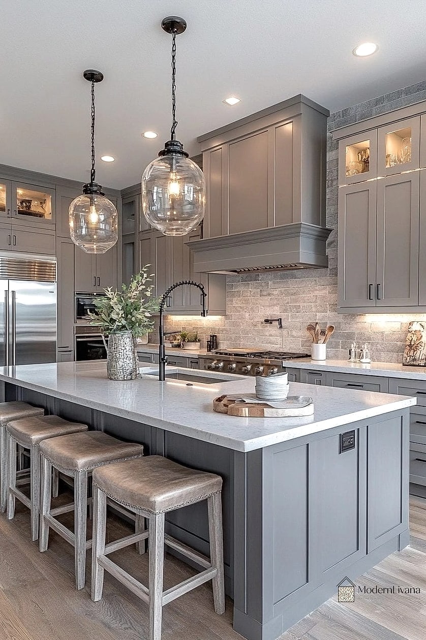 Gray Kitchen Island as a Statement Piece
