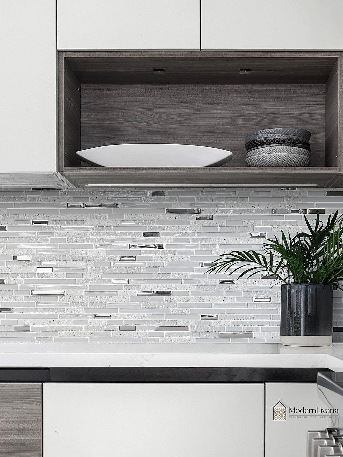 Gray Mosaic Tile Backsplash